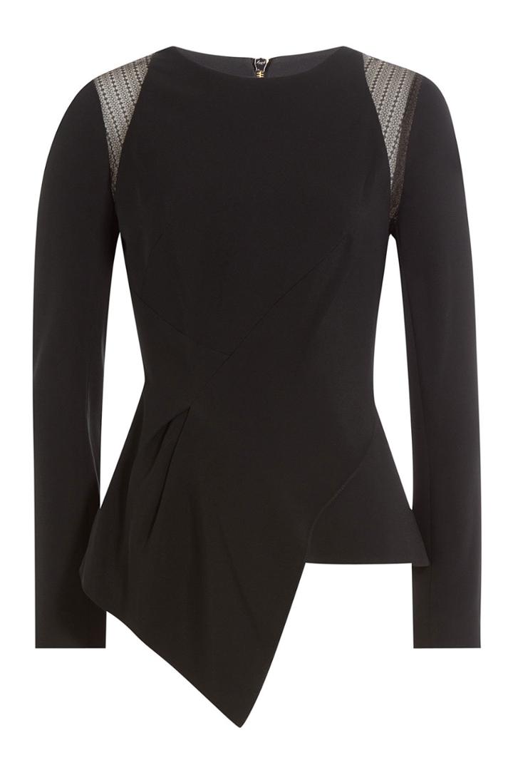 Roland Mouret Roland Mouret Asymmetric Top With Lace - Black