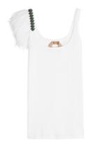 N 21 N&deg;21 Cotton Tank With Embellished Ostrich Feathers