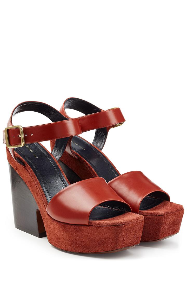 Céline Céline Suede And Leather Platform Sandals - Black