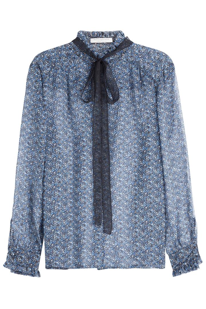 Philosophy Di Lorenzo Serafini Philosophy Di Lorenzo Serafini Sheer Silk Tie Neck Top - None