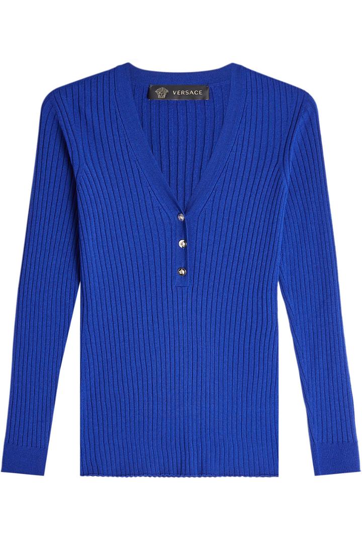 Versace Versace Ribbed Wool Knit Top