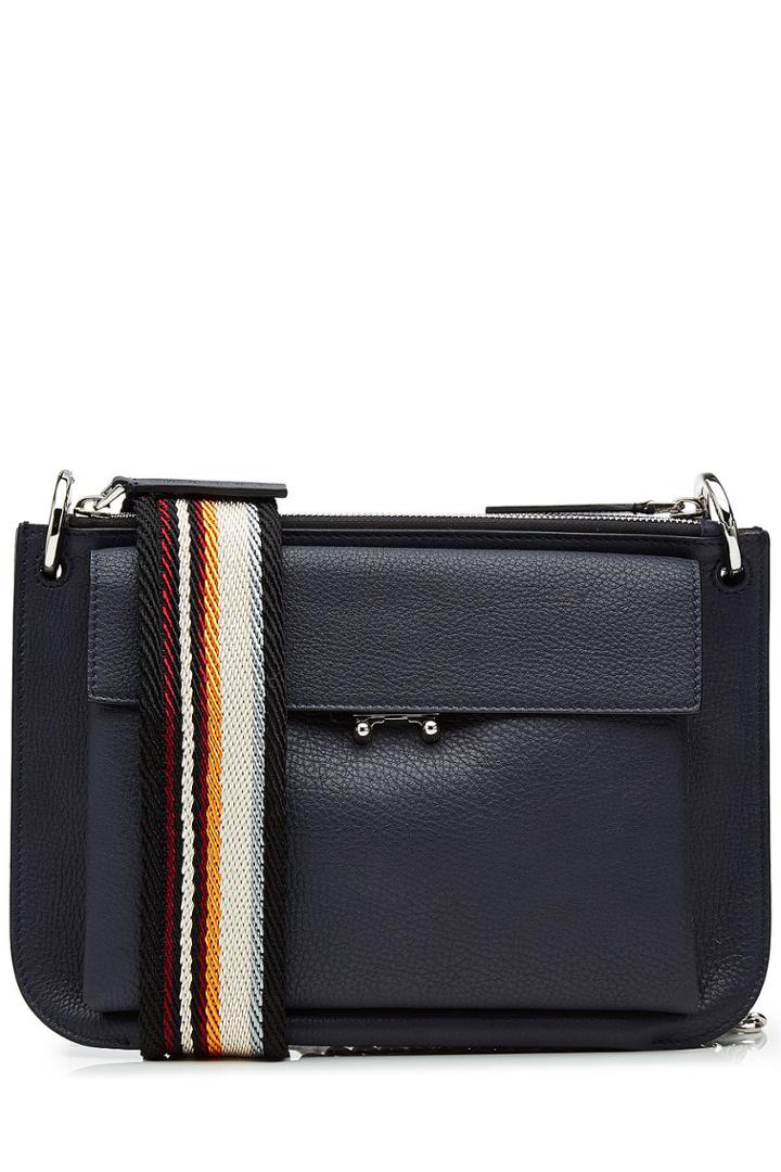 Marni Marni Leather Shoulder Bag With Fabric Strap