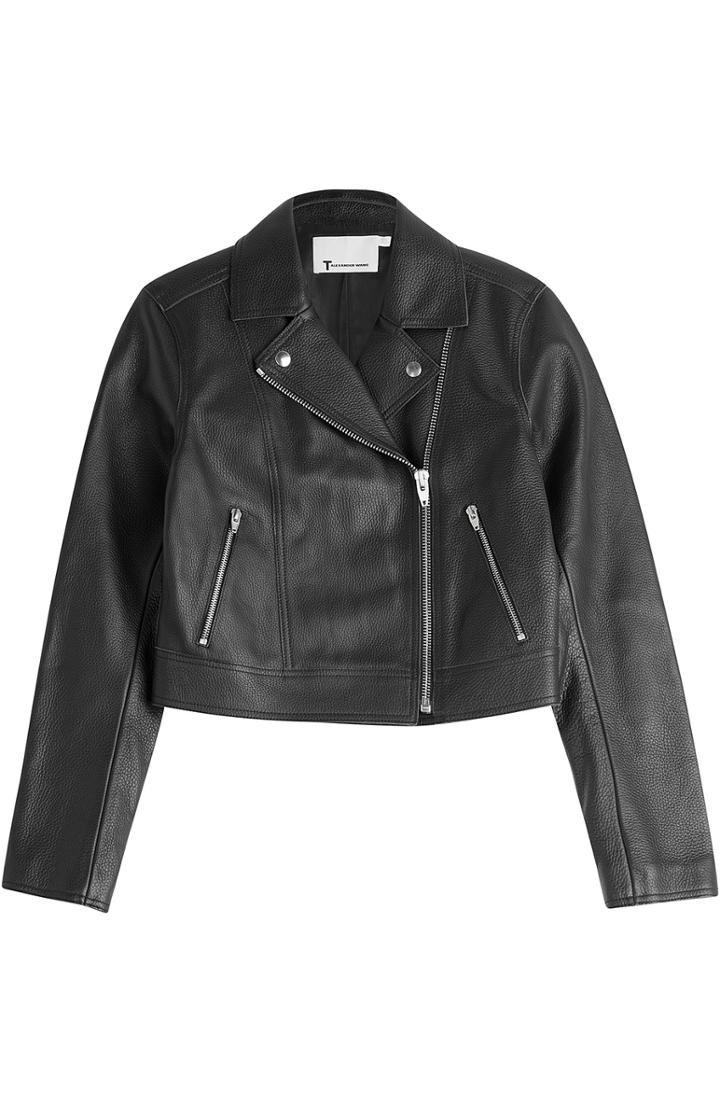 T By Alexander Wang Cropped Leather Biker Jacket