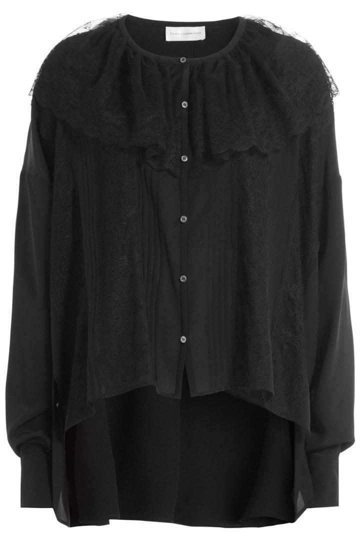 Faith Connexion Faith Connexion Silk Blouse With Lace Cape - Black