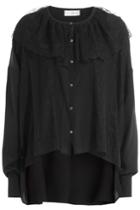 Faith Connexion Faith Connexion Silk Blouse With Lace Cape - Black