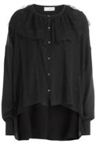 Faith Connexion Faith Connexion Silk Blouse With Lace Cape - Black