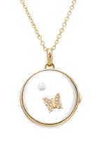 Loquet Loquet 14kt Round Locket With 18kt Gold Charm, Pearl And Diamonds