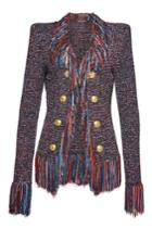 Balmain Balmain Fringed Knit Blazer With Embossed Buttons