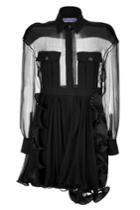 Emanuel Ungaro Emanuel Ungaro Silk Sheer Panel Shirtdress With Ruffle Detail