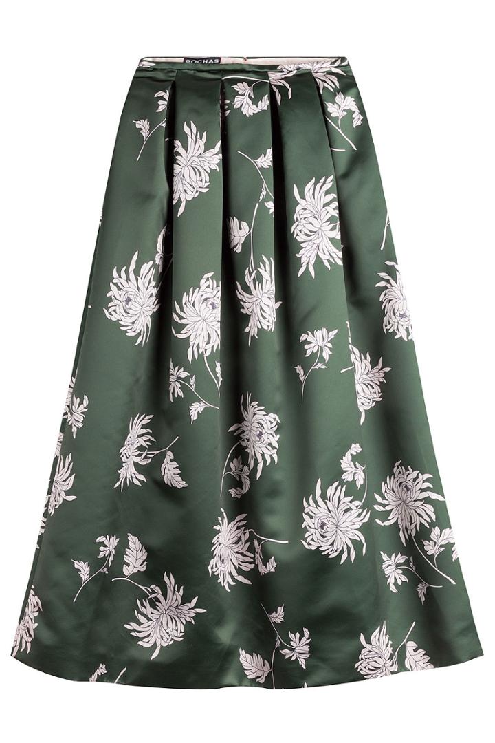 Rochas Rochas Printed Satin Midi Skirt - Multicolored
