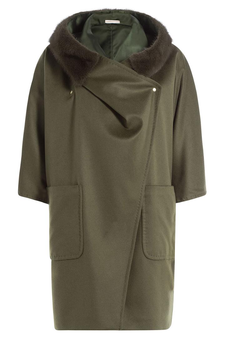 Max Mara Max Mara Cape Coat With Cashmere And Mink Fur - Black