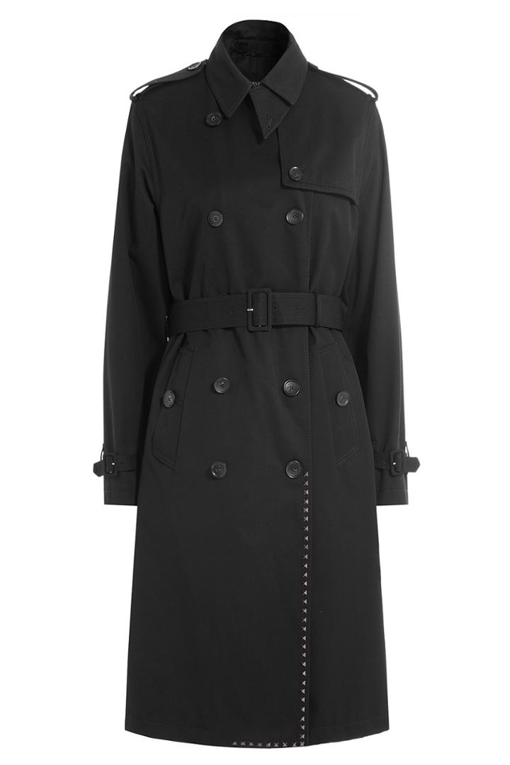 Valentino Valentino Rockstud Trench Coat With Cotton - Black