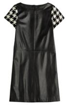 Boutique Moschino Leather Dress With Wool Sleeves