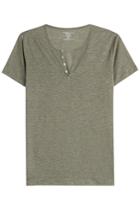 Majestic Majestic Linen-silk T-shirt With Buttons - Green