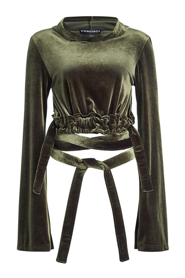 Y/project Y/project Hooded Velvet Cropped Top