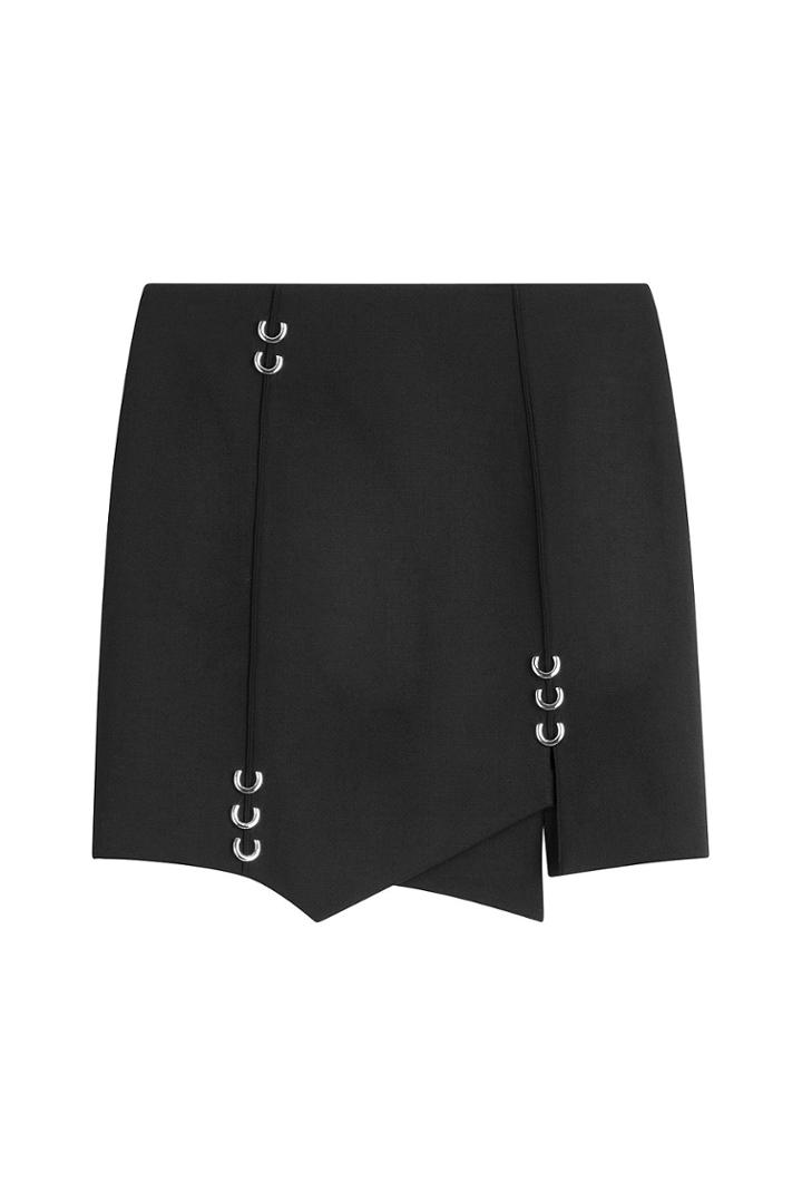 Mugler Mugler Asymmetric Virgin Wool Mini Skirt - Black