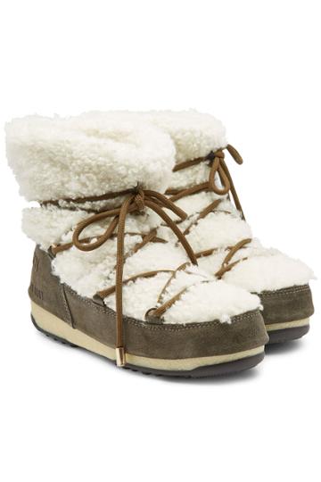 Yves Salomon X Moon Boot Yves Salomon X Moon Boot Suede Short Boots With Shearling