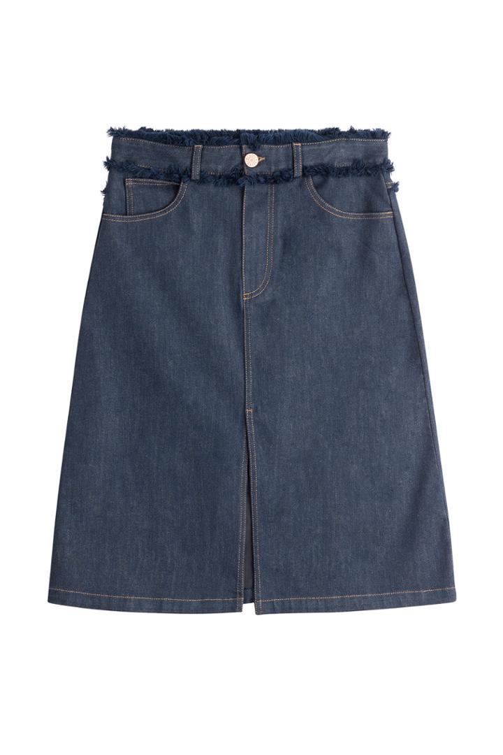 See By Chloé See By Chloé Jean Skirt With Fringed Waistband - Blue