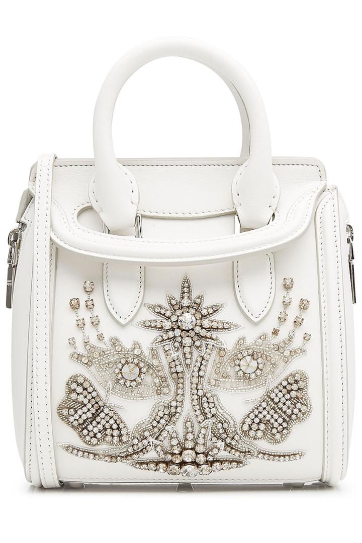 Alexander Mcqueen Alexander Mcqueen Leather Small Heroine Satchel With Embellishment - White
