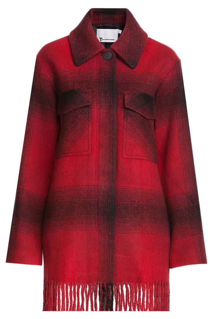 T By Alexander Wang T By Alexander Wang Printed Jacket With Fringed Trim