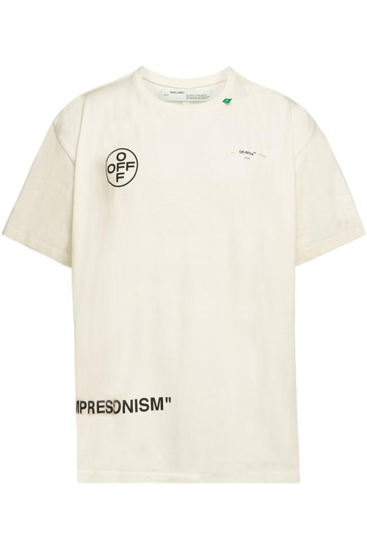 Off-white Off-white Cotton Stencil Short Sleeve Over Tee