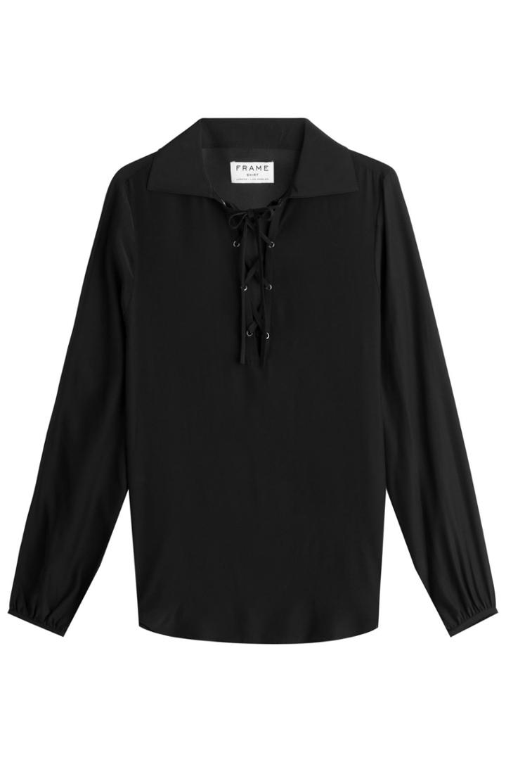 Frame Denim Frame Denim Silk Blouse With Lace-up Front