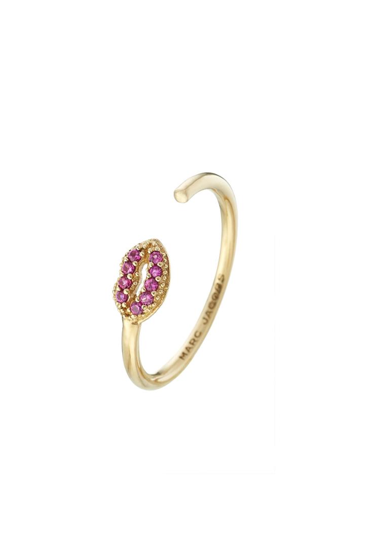 Marc Jacobs Marc Jacobs Embellished Sterling Silver Lips Ring