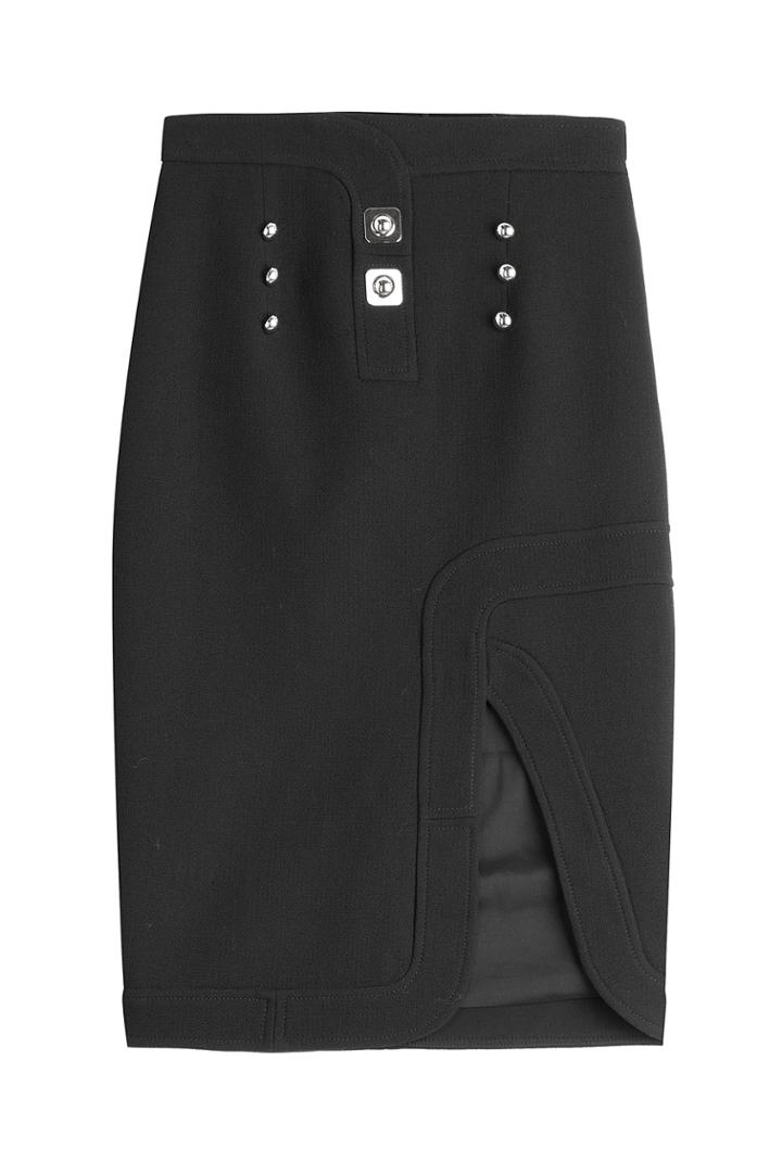 Peter Pilotto Peter Pilotto Embellished Virgin Wool Pencil Skirt - Black