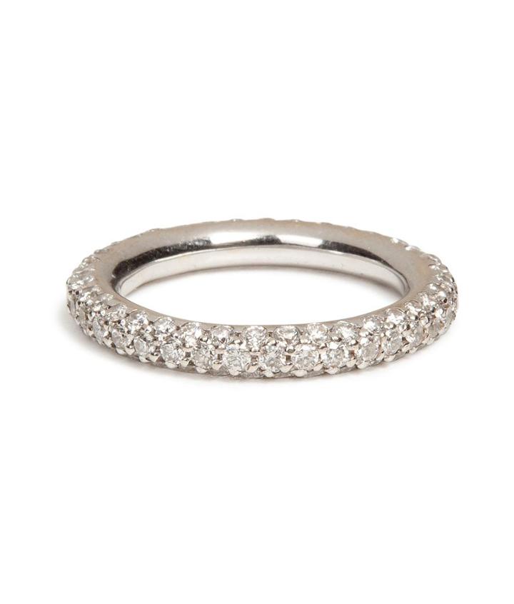 Carolina Bucci 18k White Gold 1885 Chunky Ring With Pave Diamonds