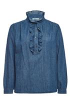 Closed Closed Denim Blouse With Cotton And Linen