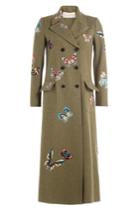 Valentino Valentino Wool Coat With Embroidered Butterfly Patches - Green