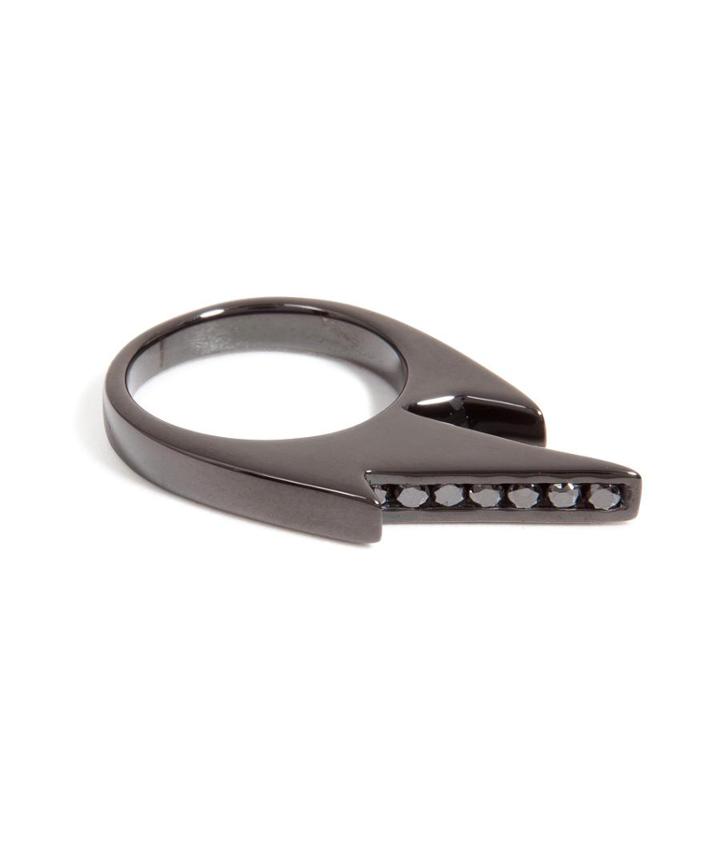 Lynn Ban Black Rhodium-plated Silver Jagged Knuckle Ring C