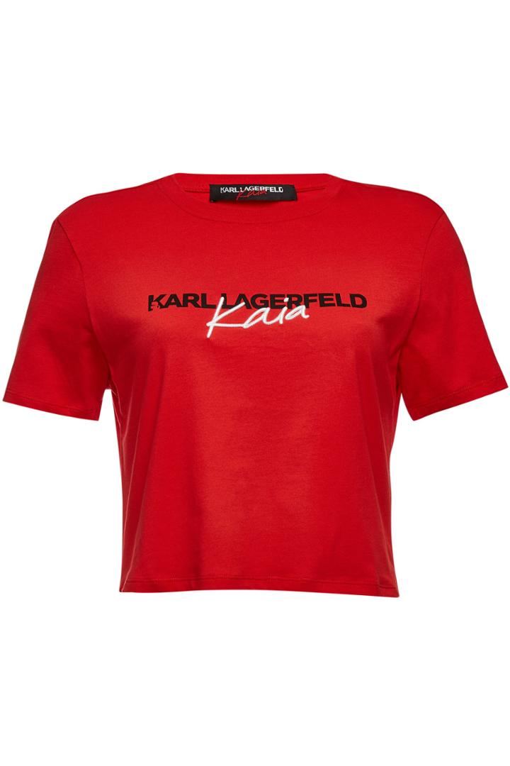 Karl X Kaia Gerber Karl X Kaia Gerber Karl X Kaia Gerber Embroidered Cotton T-shirt