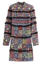 Valentino Valentino Floral Patchwork Silk Dress With Lace Trim