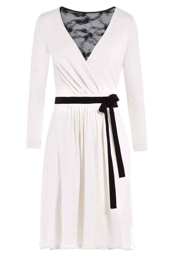 Diane Von Furstenberg Diane Von Furstenberg Cotton Wrap Dress With Lace - White