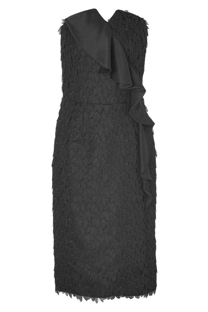 Viktor & Rolf Viktor & Rolf Black Strapless Silk Leaf Dress With Ruffle - Black