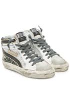Golden Goose Deluxe Brand Golden Goose Deluxe Brand Slide Metallic Leather Sneakers With Glitter