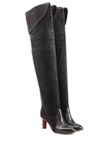 Chloé Chloé Suede And Leather Over The Knee Boots - Grey