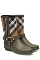 Burberry Shoes & Accessories Burberry Shoes & Accessories Rubber Rain Boots With Checked Fabric - Green