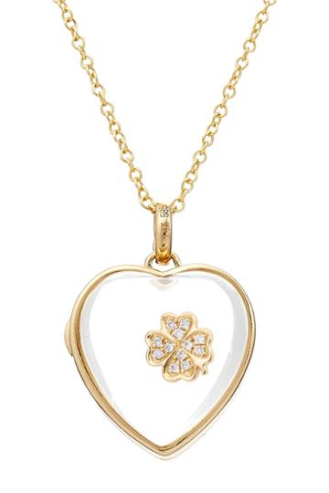 Loquet Loquet 14kt Heart Locket With 18kt Gold Charm And Diamonds - Multicolor