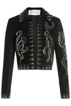 Valentino Valentino Embellished Suede Jacket - Black