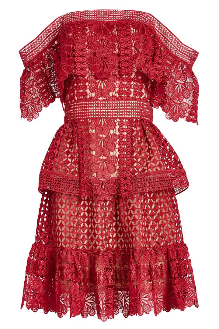 Self-portrait Self-portrait Off Shoulder Guipure Lace Dress