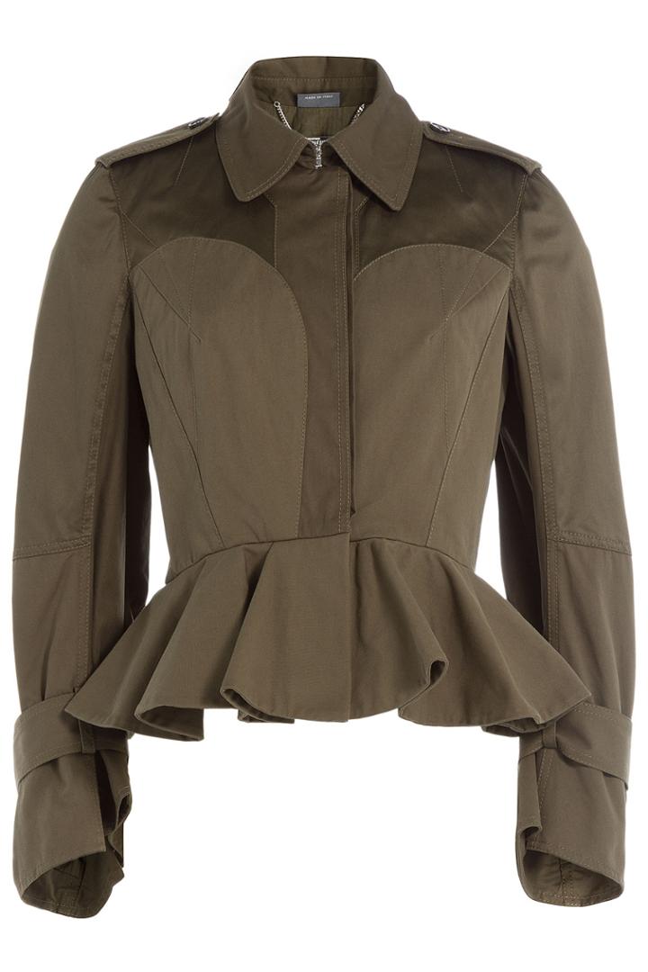 Alexander Mcqueen Alexander Mcqueen Cotton Jacket With Peplum - Green