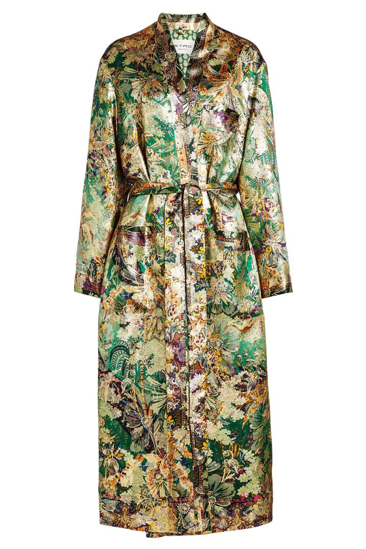 Etro Etro Printed Satin Coat With Silk And Metallic Thread