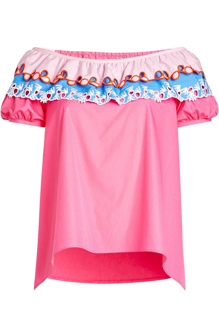 Peter Pilotto Peter Pilotto Off-the-shoulder Cotton Top - Magenta