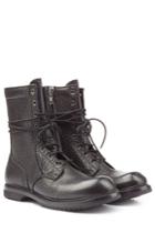 Rick Owens Men Rick Owens Men Textured Leather Army Boots - Black