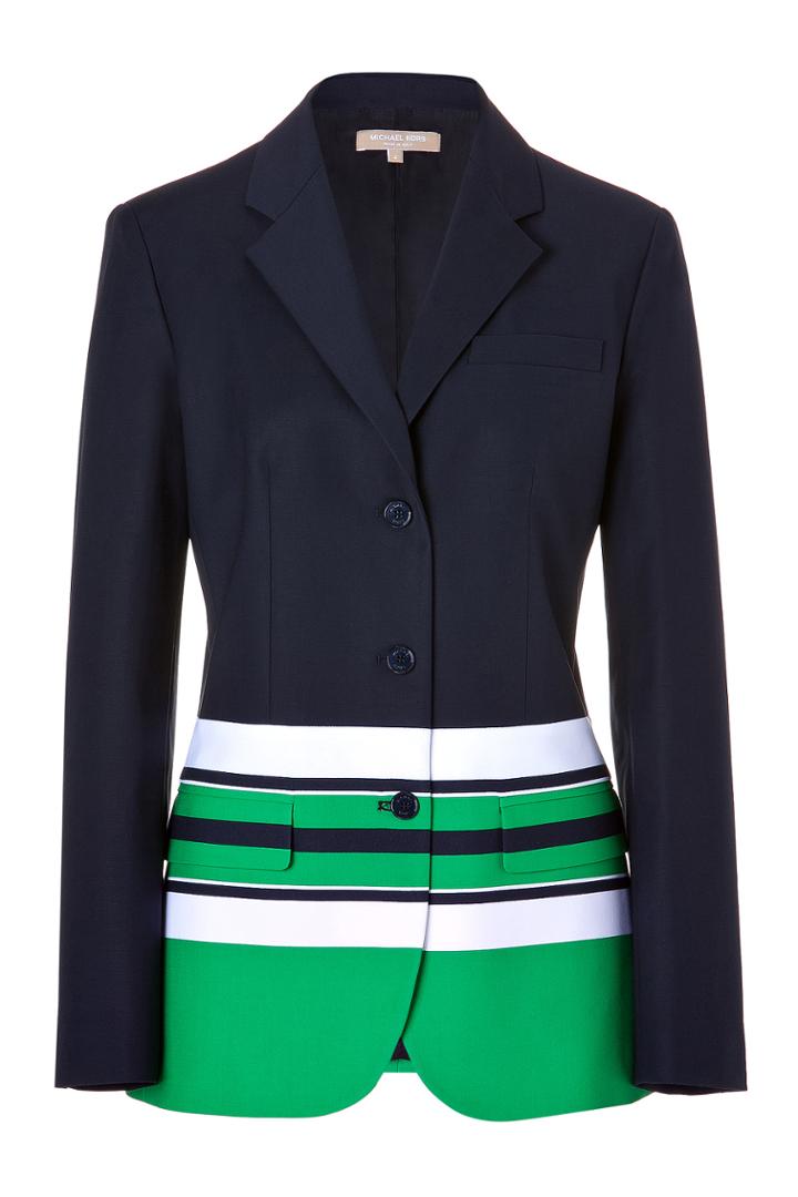 Michael Kors Michael Kors Cotton Blazer In Midnight/palm/white - Blue