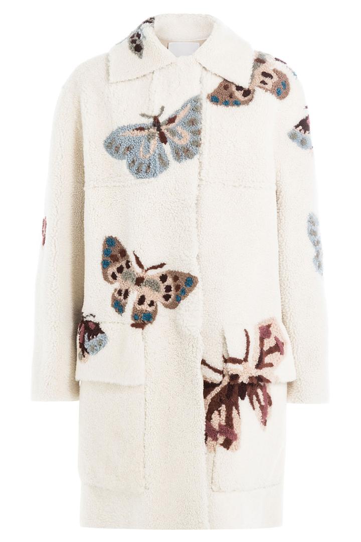 Valentino Valentino Printed Sheepskin Coat - White