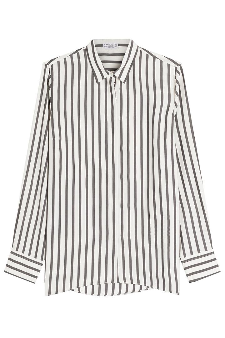 Brunello Cucinelli Brunello Cucinelli Striped Silk Blouse - None