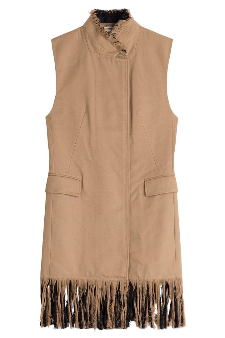 3.1 Phillip Lim 3.1 Phillip Lim Wool Vest With Fringed Trims - Camel